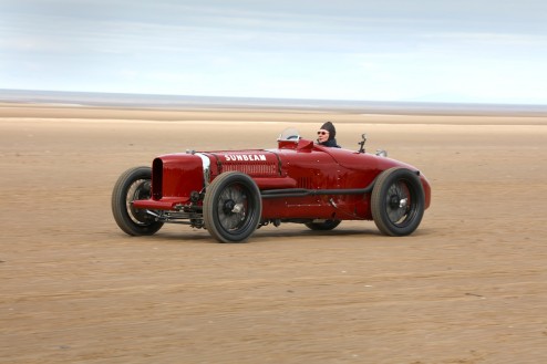 Sunbeam Tiger at speed on Southport Sands